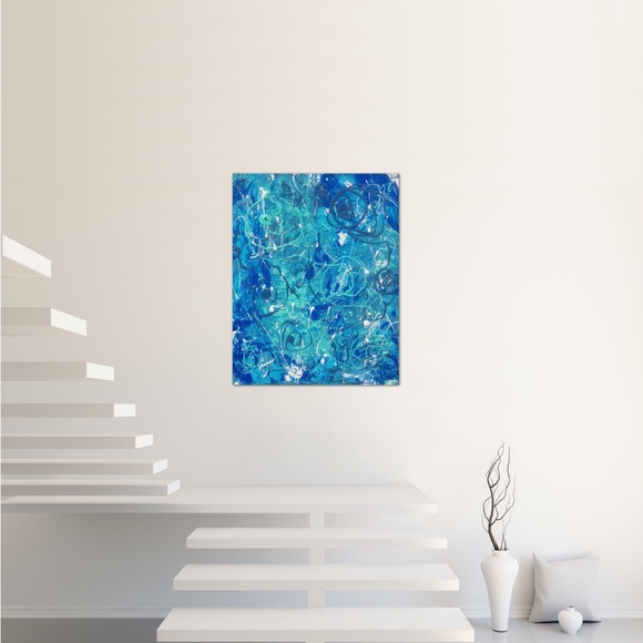 Water, medium size, stunning, abstract art, swirly design, original art painting - Picture 5 of 5